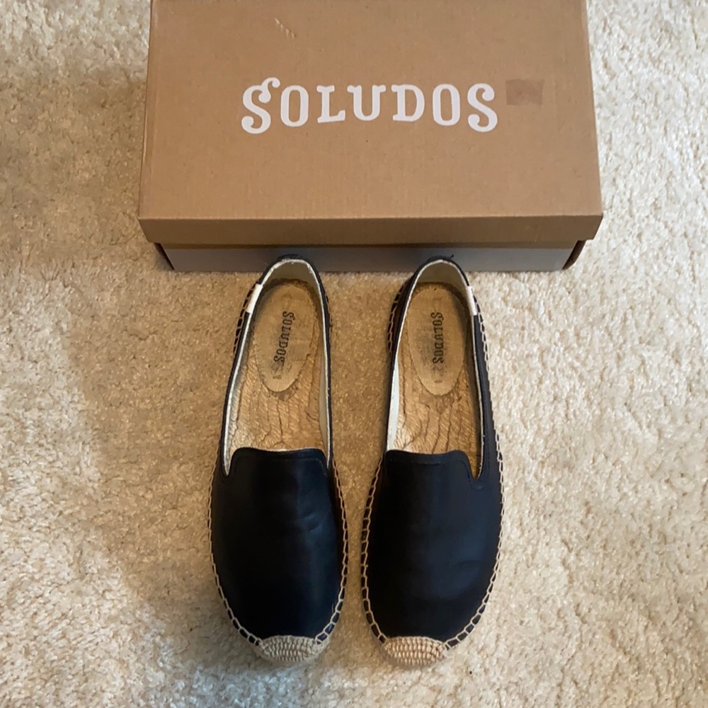 Platform Black Leather Soludos Espadrilles